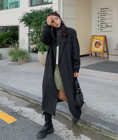 Synth pad long trench coat