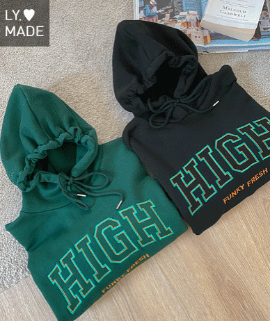 HIGH embroidery brushed hoodie