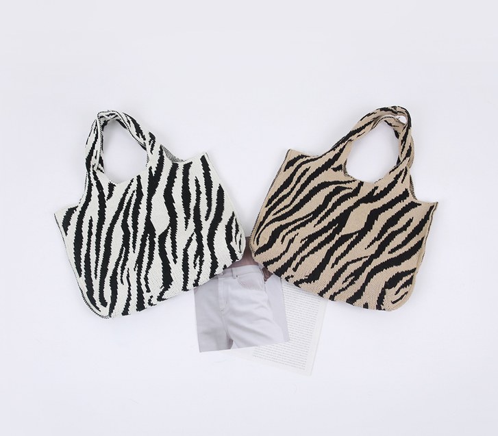 Zebra knit shoulder bag