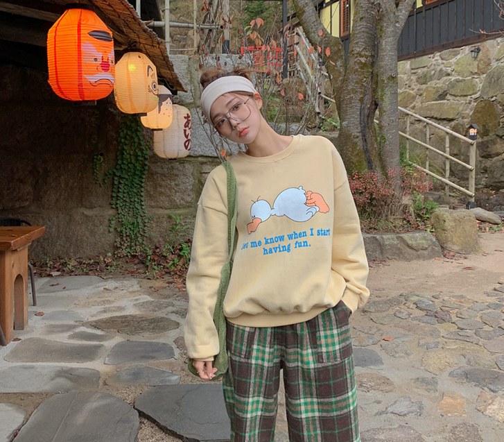 Funny Duck Printed Sheep Fleece Sweatshirt