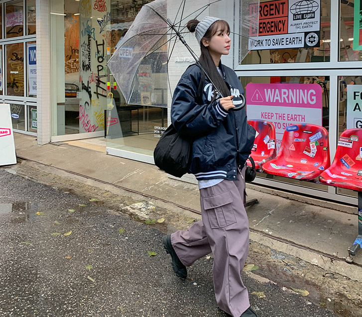 Pintuck Cargo Raised Wide Jogger Pants
