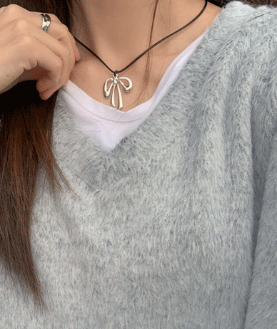 Ribbon leather string necklace