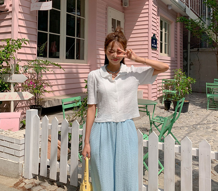 Katz Kara Wrinkle Short-sleeve Blouse