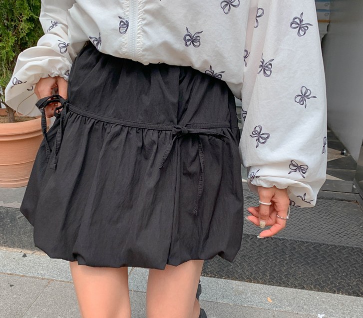 Koya nylon bowknot Balloon Mini skirt