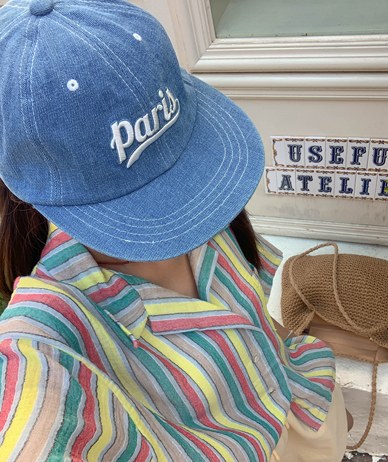 Paris embroidered denim cap