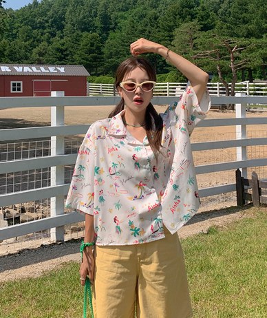 Aloha Boxy Crop Shirt Shirt