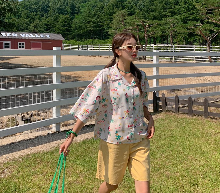 Aloha Boxy Crop Shirt Shirt