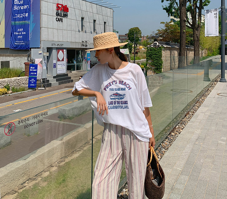 Lake Printing Linen Short Sleeves T-shirt