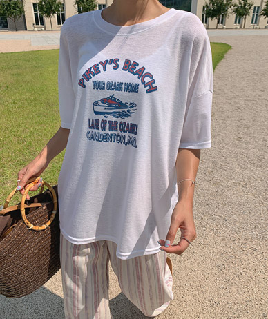 Lake Printing Linen Short Sleeves T-shirt