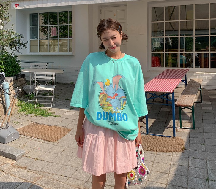 Dumbo printed pigment Short-sleeve Long t shirts