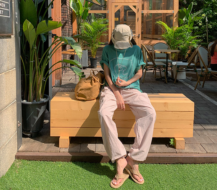 Park Nylon Banding Wide Pants