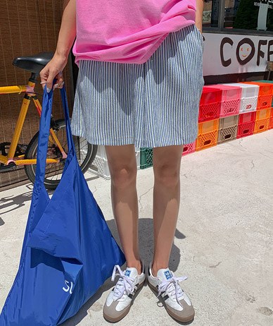 I'm Stripe Seersucker Banding Shorts