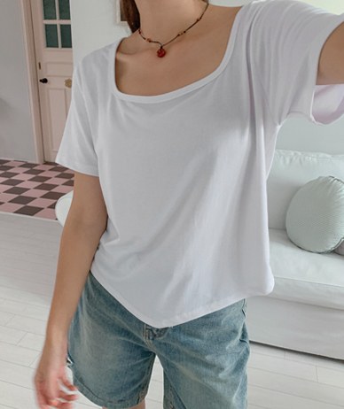 Use Square Neck Basic Short T shirts