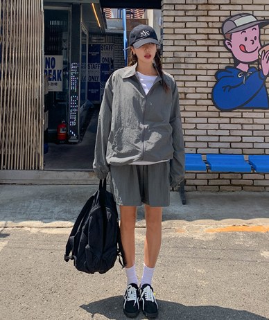 Rookie Nylon Anorak Zip-up Shorts Set