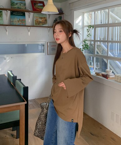 Locking Unbalance Patch Long-sleeve Long t shirts