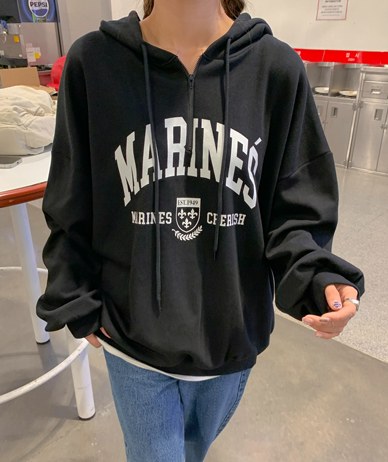 Marine Nayam Half Zip Hoodie