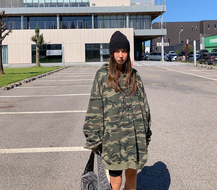 [Unisex] Keyring Nayeom Camo Hood Man to man Long t shirts