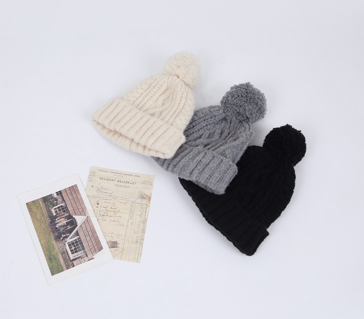 Cable droplets Knit Wool Beanie