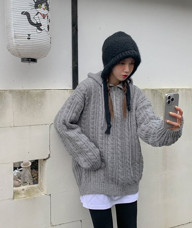 [Unisex] Norwood Twiddle Hood Half Zip Knit