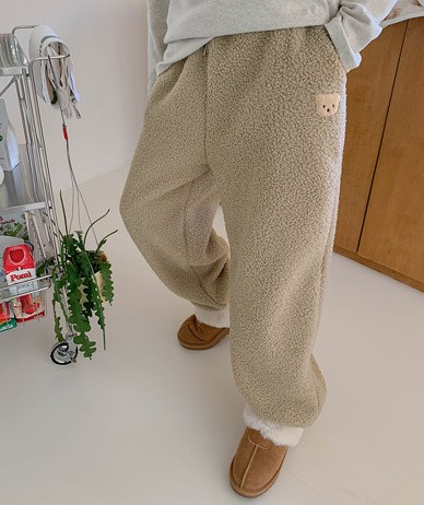 Teddy Bear Patch Tumble Hoodie Banding Jogger Pants