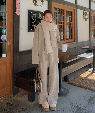 Lopi Wool Knit Wide Pants Set