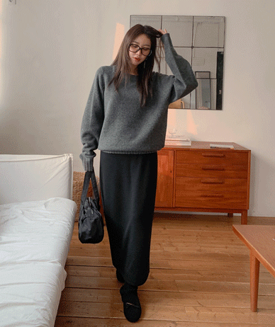 Melly Mink Fur Slit Banding Rong Skirt