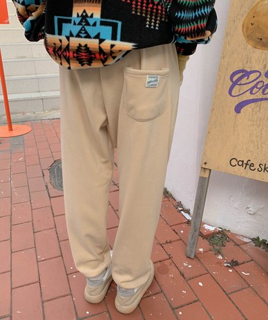 Compo Velour Corrugated Mink Fur Banding Jogger Pants