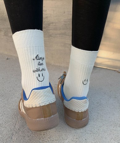 Smile Embroidery Corrugated Socks