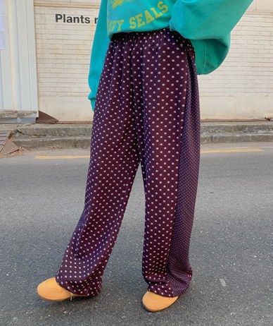 Two-dot outer banding wide pants