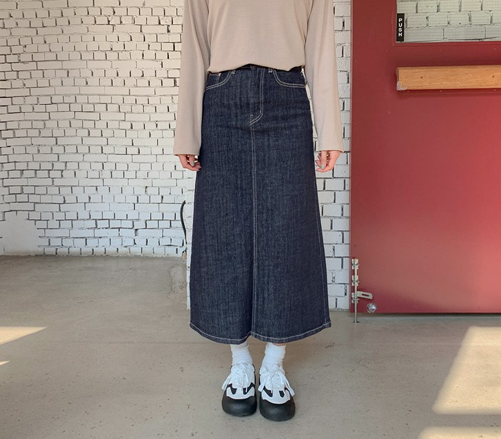 Nova Banding Non-Fade Denim Rong Skirt