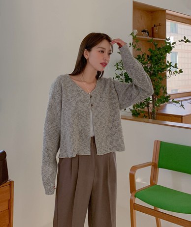 Beads Bokashi Wool Knit Cardigan