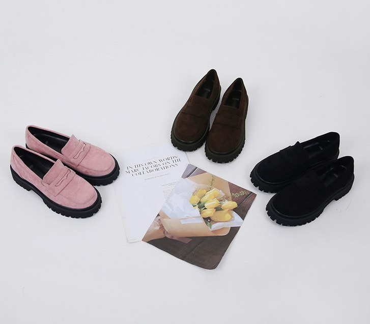 Cowl Suede Platform shoes Loafers