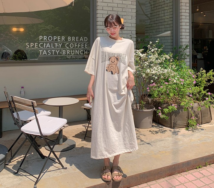 Happy Bear Nayeom Pocket Team Short-sleeve Long one piece