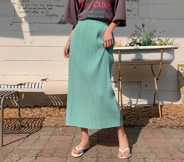 Dutch Pleats Team Banding Long Skirt