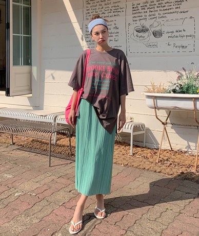 Dutch Pleats Team Banding Long Skirt