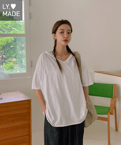 [10% off special sale] Slavic Washing V-neck Hood Short-sleeve T-shirt