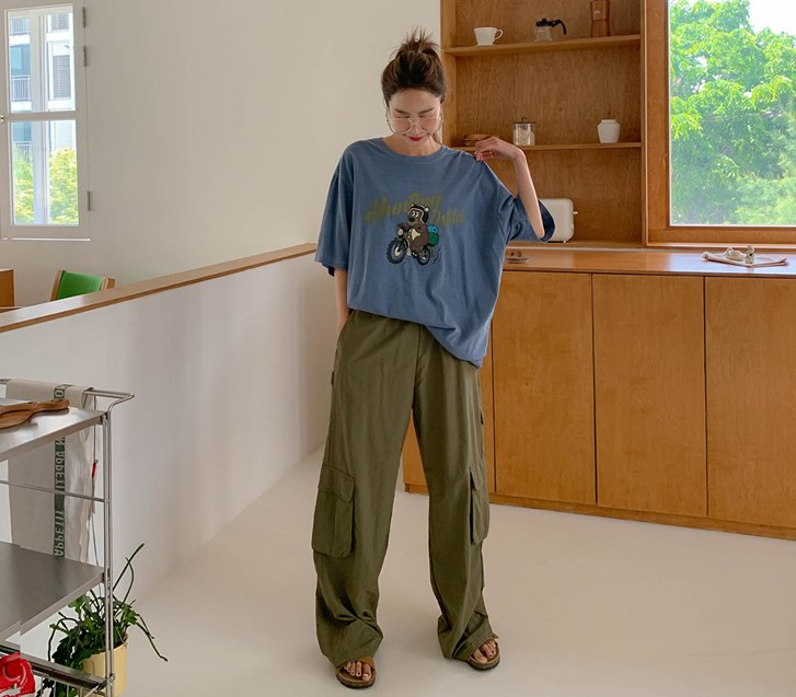 Hammer Nylon Banding Cargo Wide Pants