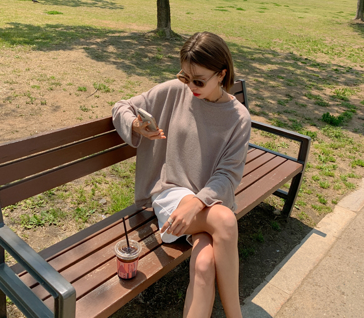 Miko Linen See-through look Long-sleeve T-shirt