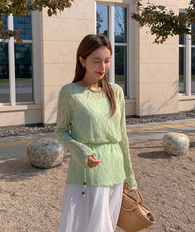LAVUE Punching Waistband Long-sleeve Knit