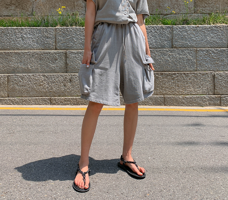 Mock Pigment Banding Bermuda Pants