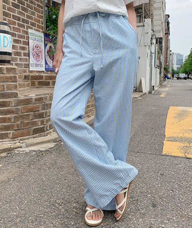 Rosen Stripe Banding Wide Pants