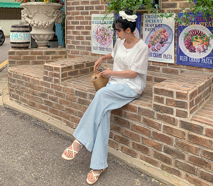 Rosen Stripe Banding Wide Pants