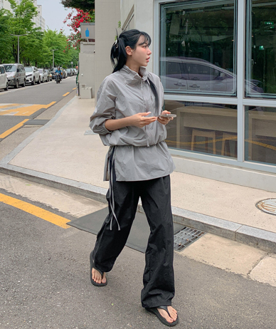 Water Shirring Nylon Windbreak Wrap Skirt Set