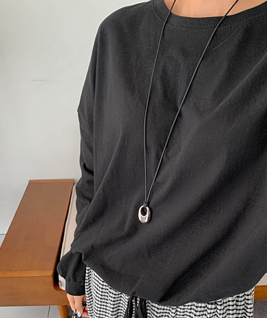 Scone Leather Strap String Long Necklace