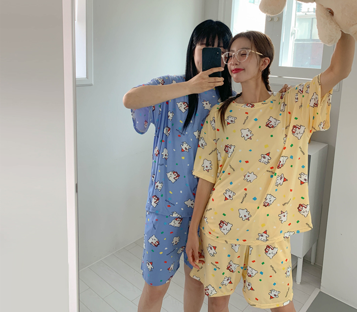 Maltese Patterns Short-sleeve Shorts Pajama Set