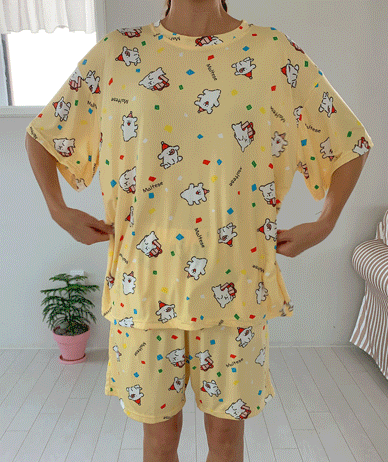Maltese Patterns Short-sleeve Shorts Pajama Set