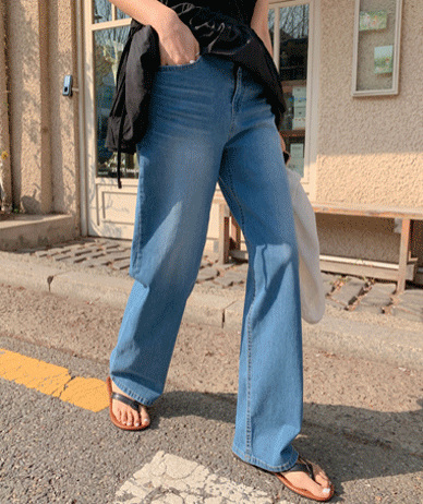 JENIQUE Denim Banding Wide Pants
