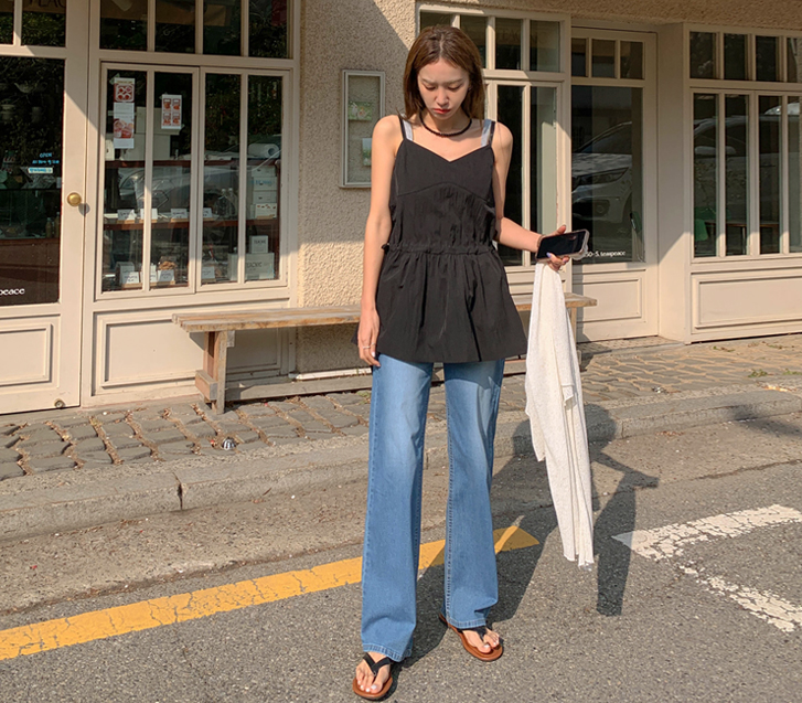 JENIQUE Denim Banding Wide Pants