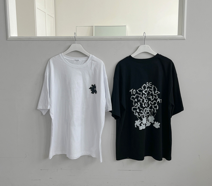 [Unisex] Flower Sketch Dye Short-sleeve Long t-shirts