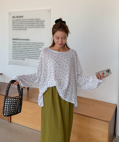 Maro Dot Corrugated Long-sleeve T-shirt